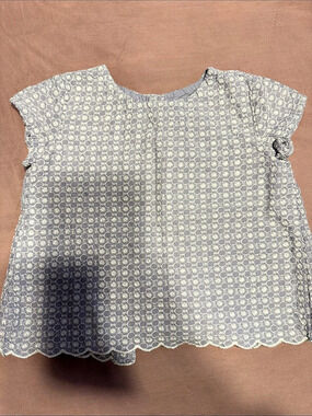 Gymboree Eyelet Scalloped Top Girls Floral Light Purple & White 2T